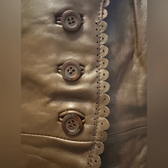 Wilsons Leather Brown Blazer with Lace Trim - Picture 3 of 9